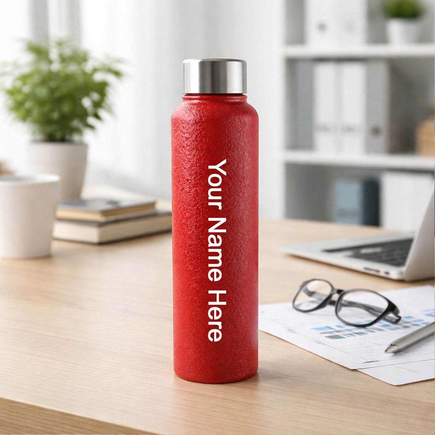 Custom 1000 ML Stainless Steel Water Bottle Red Color (1 Pc)