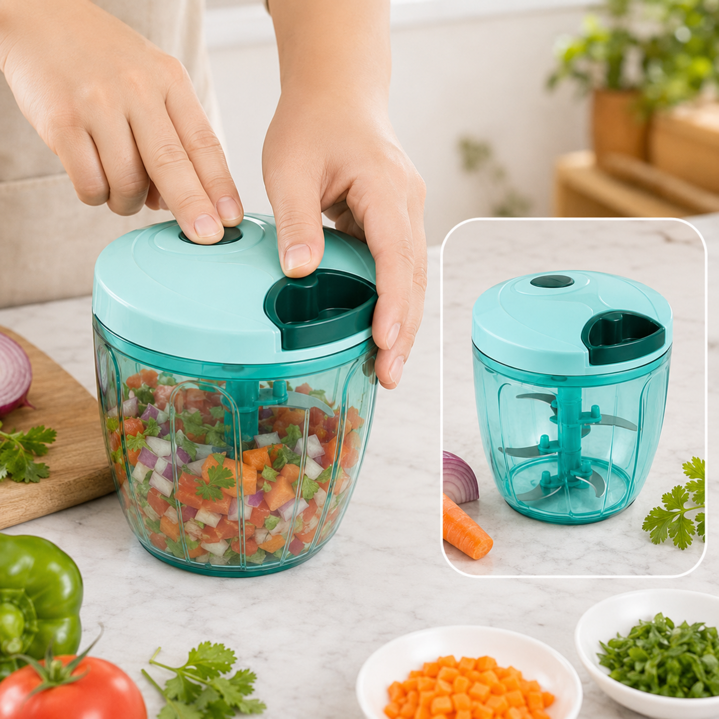 Manual Vegetable Chopper – 5 Blade Stainless Steel | Quickslice
