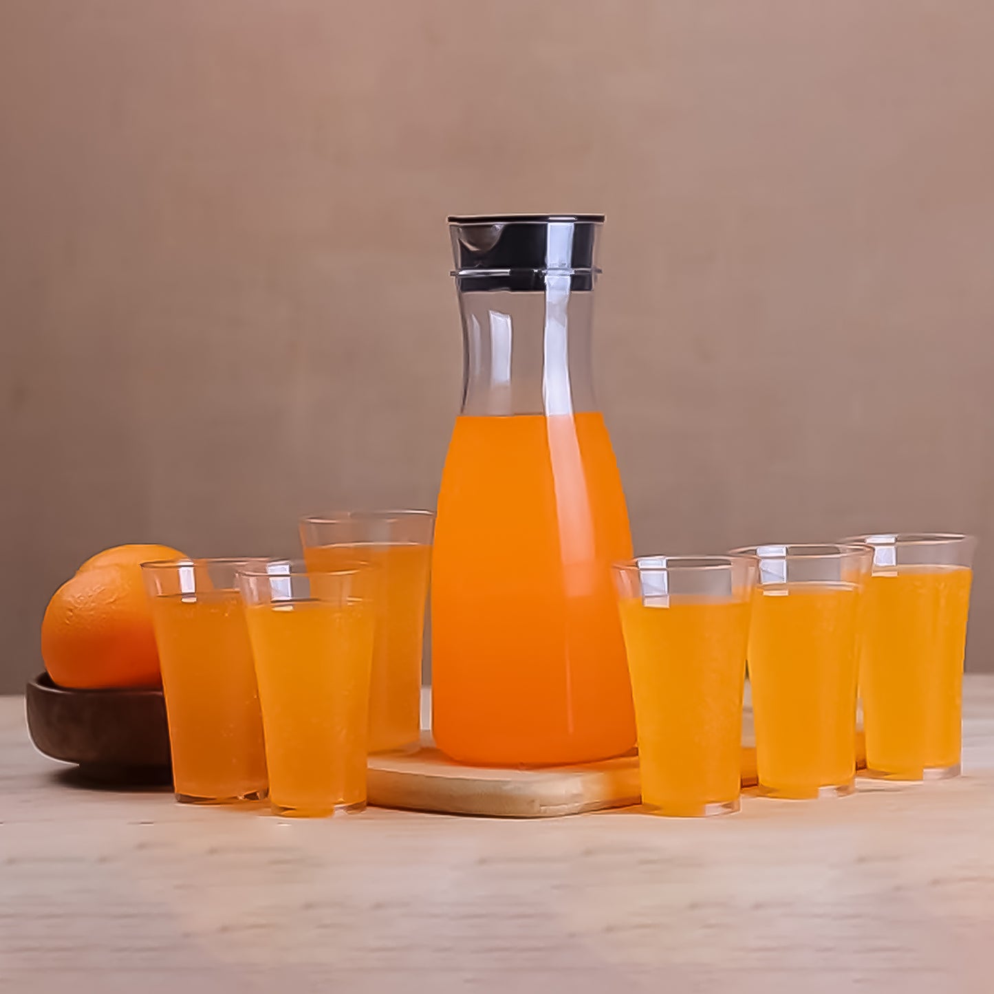 पारदर्शी अटूट पानी का रसदार जग और 6 पीस। डाइनिंग टेबल ऑफिस रेस्तरां पिचर के लिए ग्लास कॉम्बो सेट