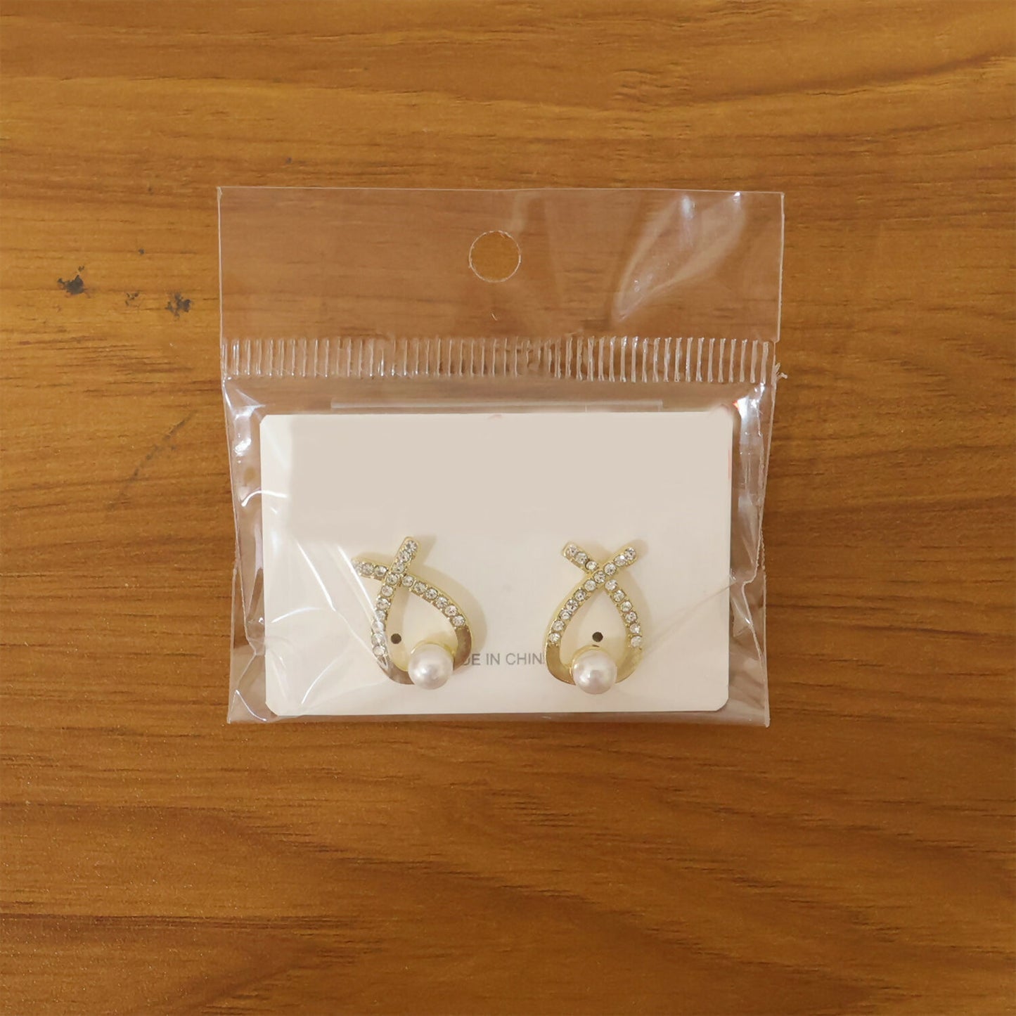 Korean Style Crystal Pearl Drop Stud Earrings for Women & Girls