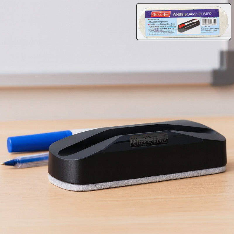 OfficeMate White Board Duster (Without Markers) – Durable Plastic Body, Soft Felt Surface, Easy Grip for Smooth Cleaning