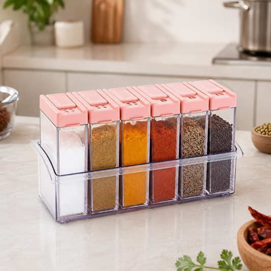 Plastic Spice Jars – Airtight 6-Piece Multicolor Set | Tidy Table