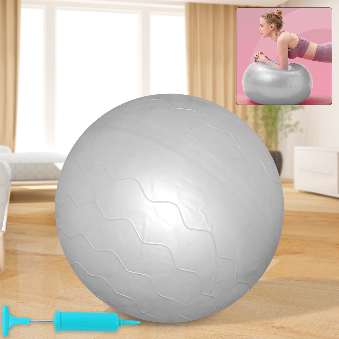 Heavy Duty Gym Ball Non-Slip Stability Ball with Foot Pump for Total Body Fitness (Copy)