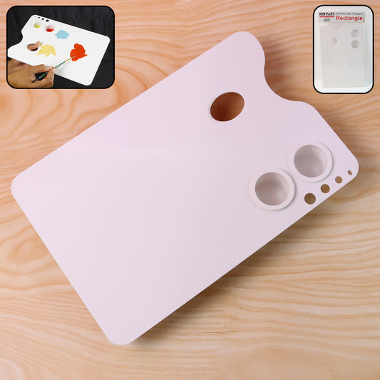 Khyati Rectangle Oil Painting Palette with 2 Dippers – Professional Artist Mixing Plate