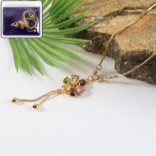 Gold Multicolor Pendant Necklace for Women