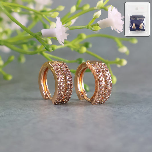 Elegant Double Row CZ Stone Hoop Earrings for Women