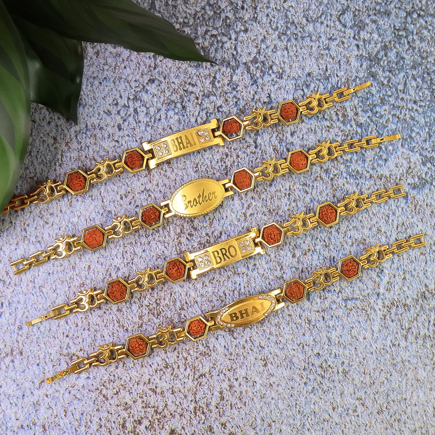 Metal Rakhi Bracelet for Brother Om Design Rakhi with Rudraksh (Mix Design \ 1 Pc)