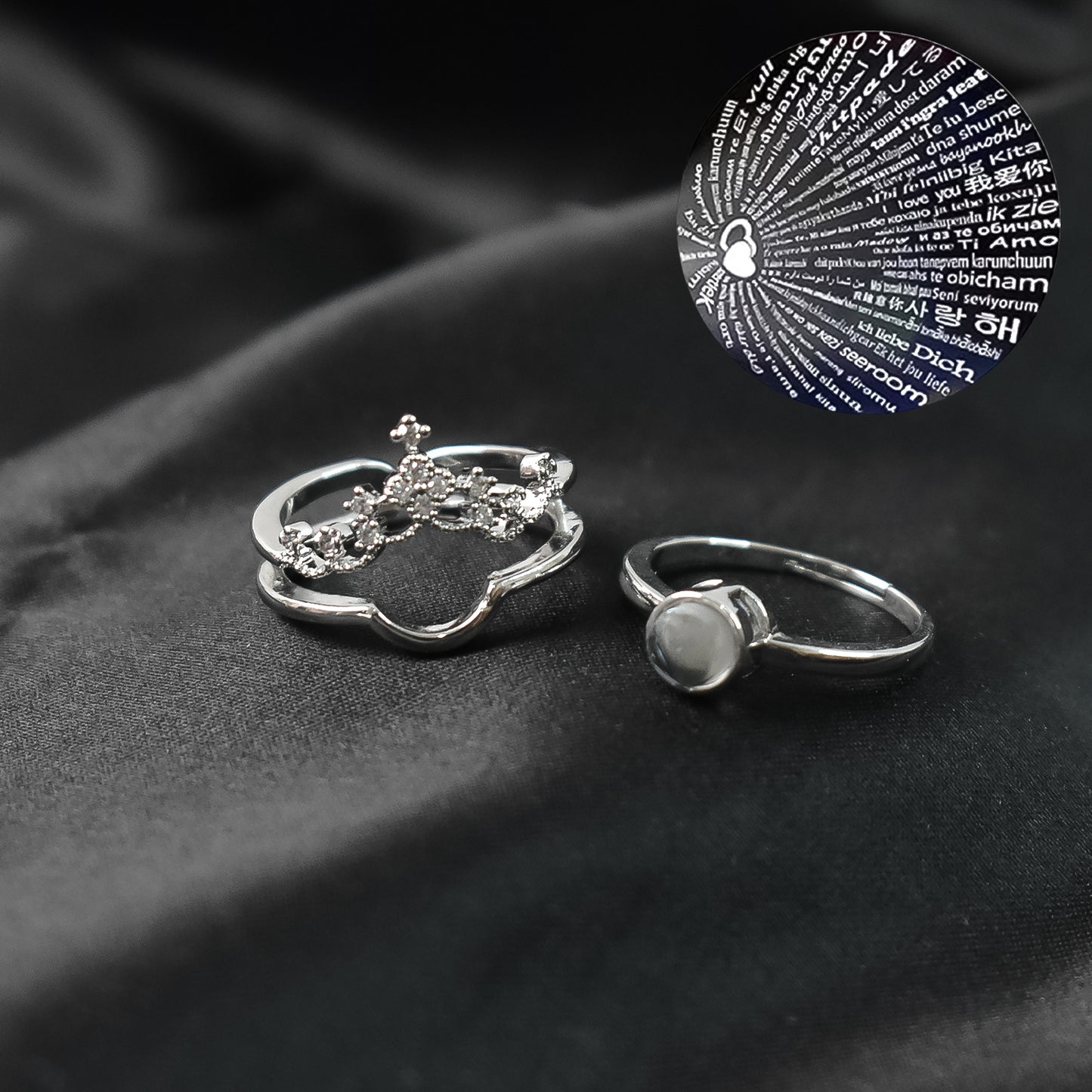 I Love You 100 Languages Projection Adjustable Ring