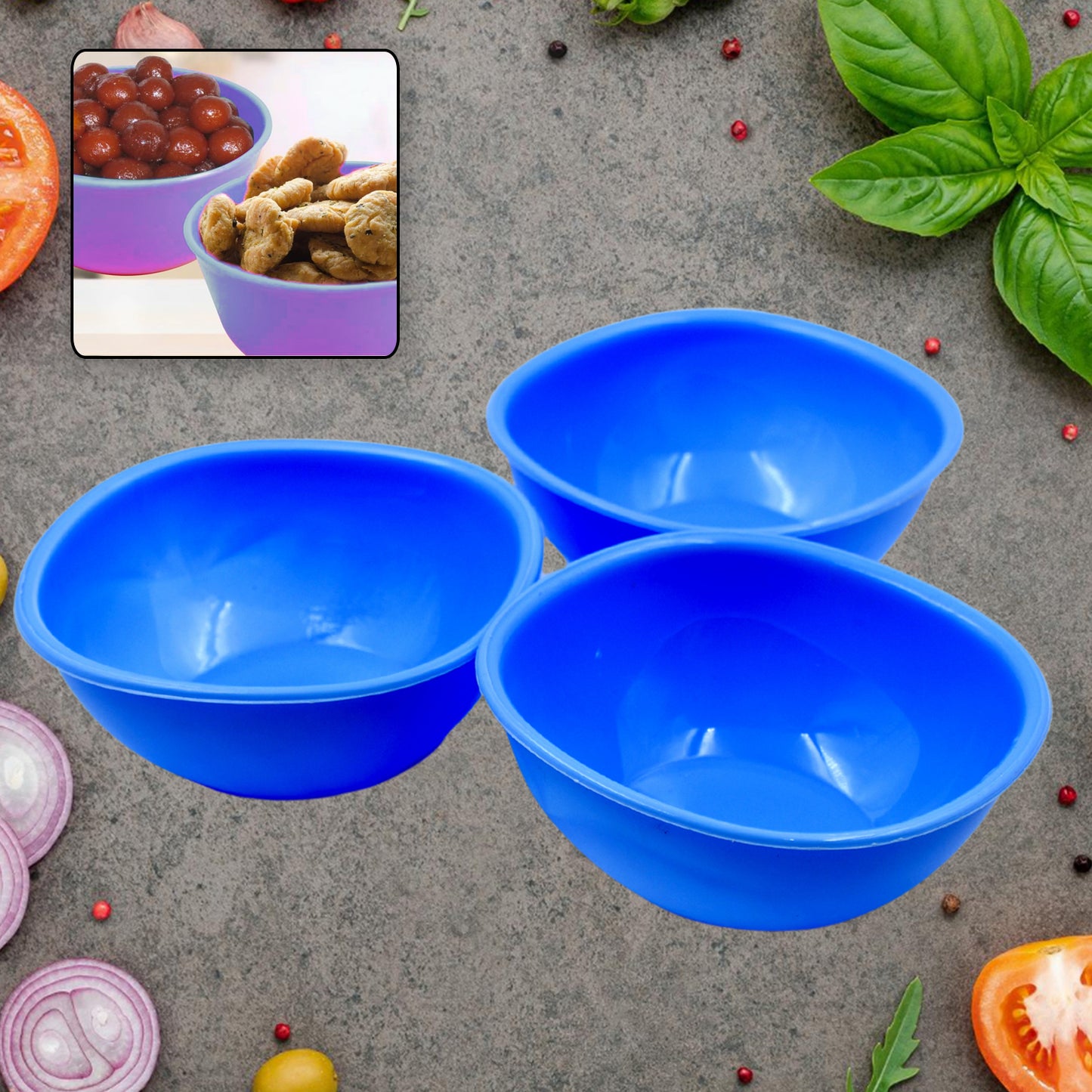 BPA Free Plastic Bowl Set for Cereal Salad Rice Soup Pasta Snack 3 Pc