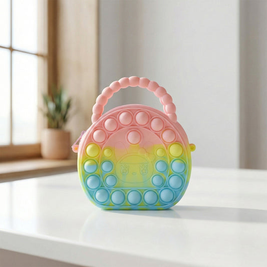 Rainbow round silicone pop it coin purse