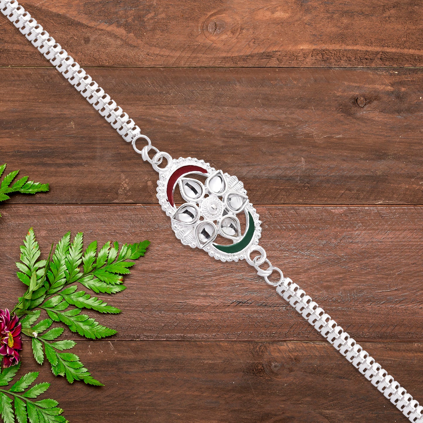 stylish silver rakhi