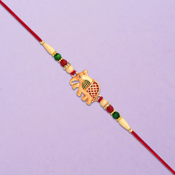 Elephant Rakhi with soft thread, suitable for comfortable wear.