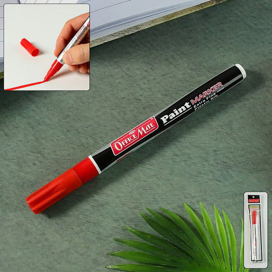 Office Mate Paint Marker – Red Colour Extra Fine Plastic Nib