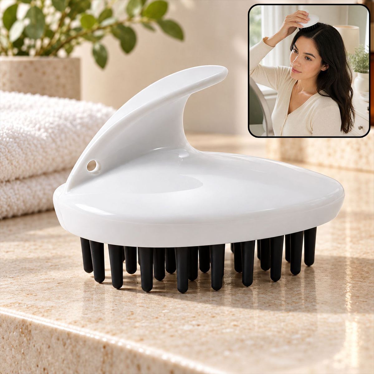 Hair Scalp Massager Brush with Soft Silicone Bristles for Shampoo Wash (1 Pc)