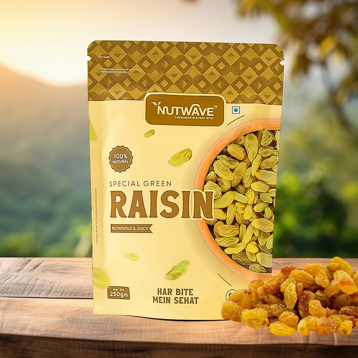 Nutwave Special Green Raisin, dryfruits 250gm
