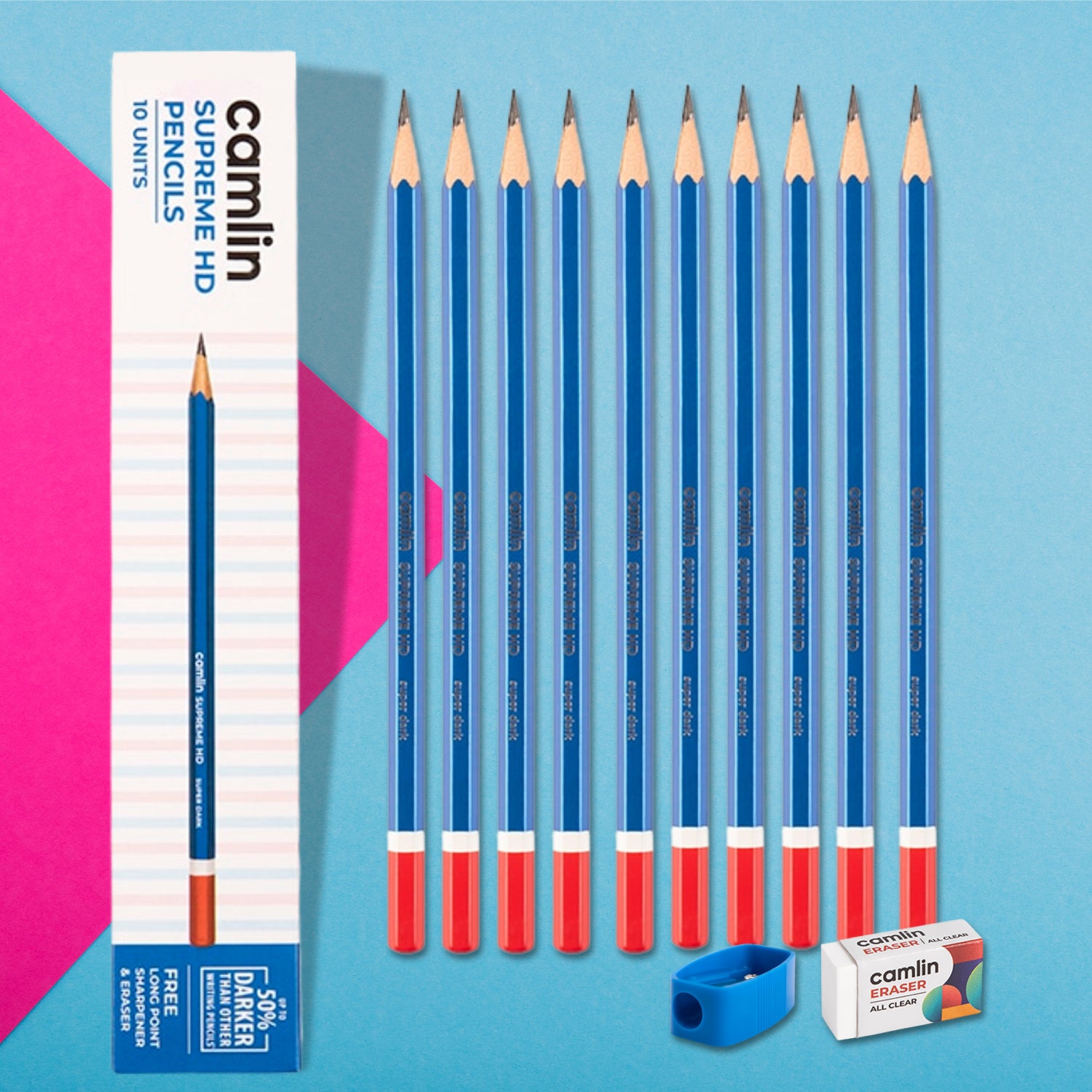 Superme hd Wooden Pencil With Sharpener and Eraser