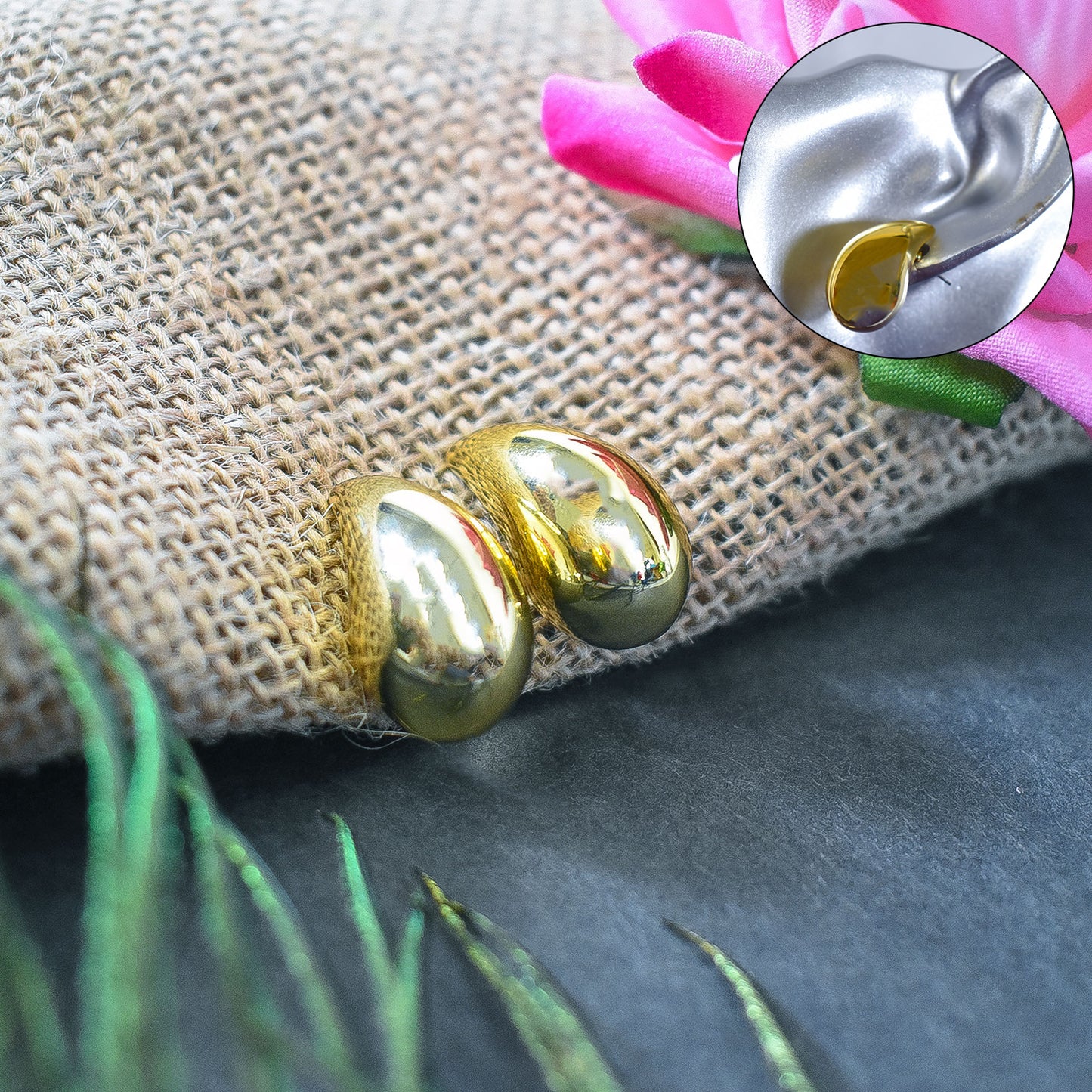 Lifestyle shot of Kaju Design Earrings being worn, perfect for a festive occasion.