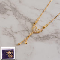 Sparkling Heart Drop Pendant Necklace – Gold-Plated Chain for Women