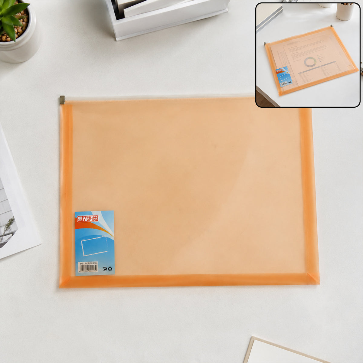 Plastic document folder for office files and certificates with durable water-resistant plastic