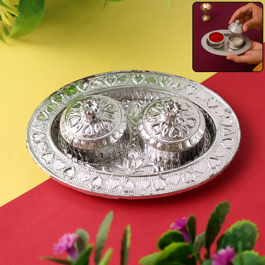 Oval shape puja thali kumkum