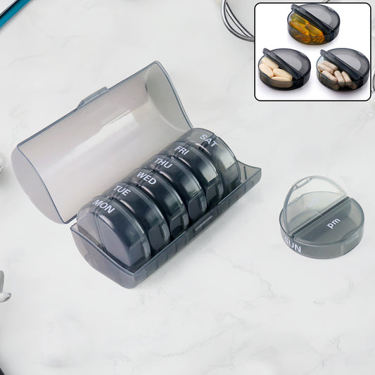Weekly Pill Organizer 2 Times a Day Travel 7 Day Pill Box