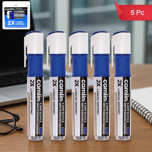 Camlin Cartridge Whiteboard Marker – Blue Color Long-Lasting Writing Refillable Markers (Pack of 5)