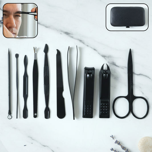 10-in-1 manicure and pedicure grooming kit in compact case