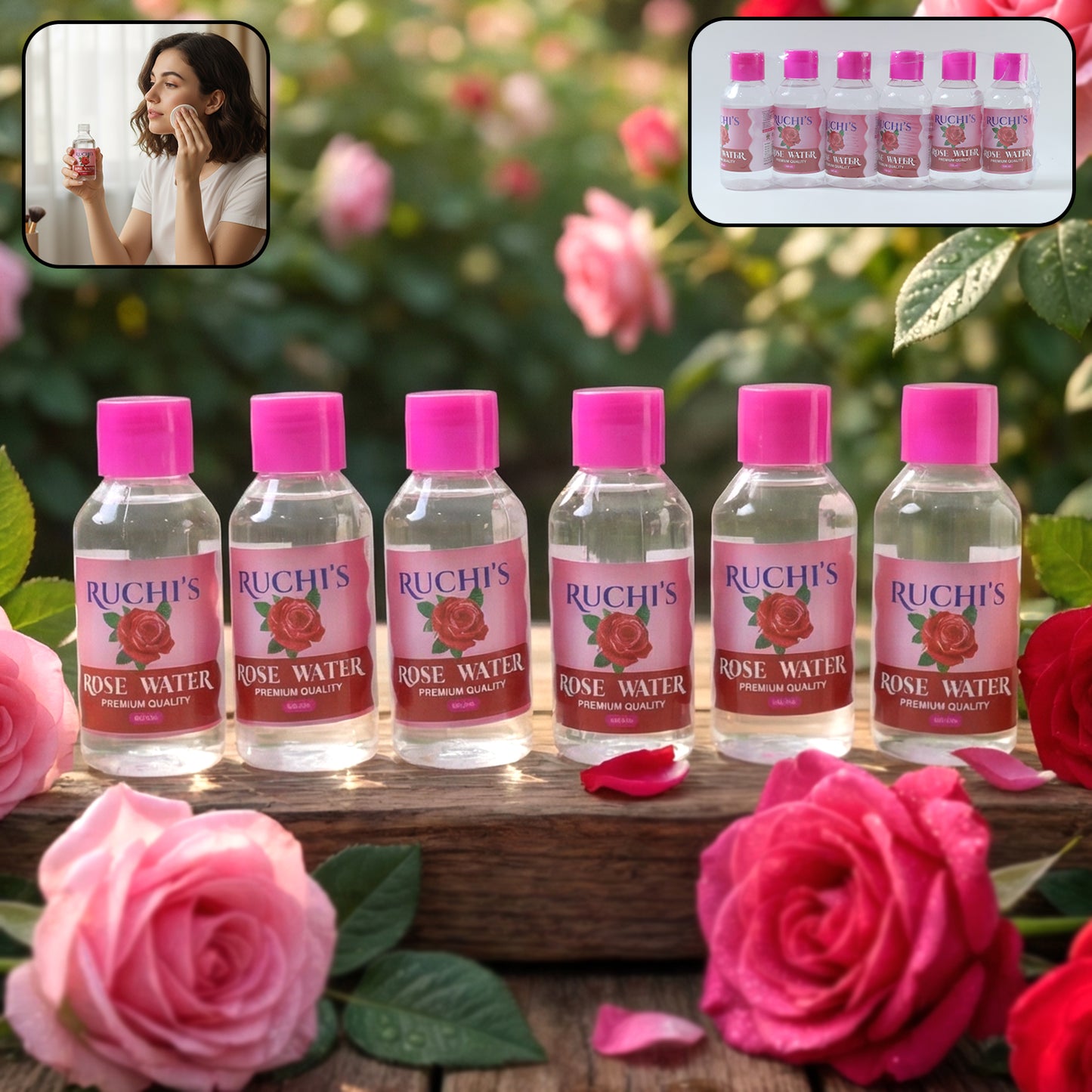 premium rose water face cleanser 6 pc set 100 ml each
