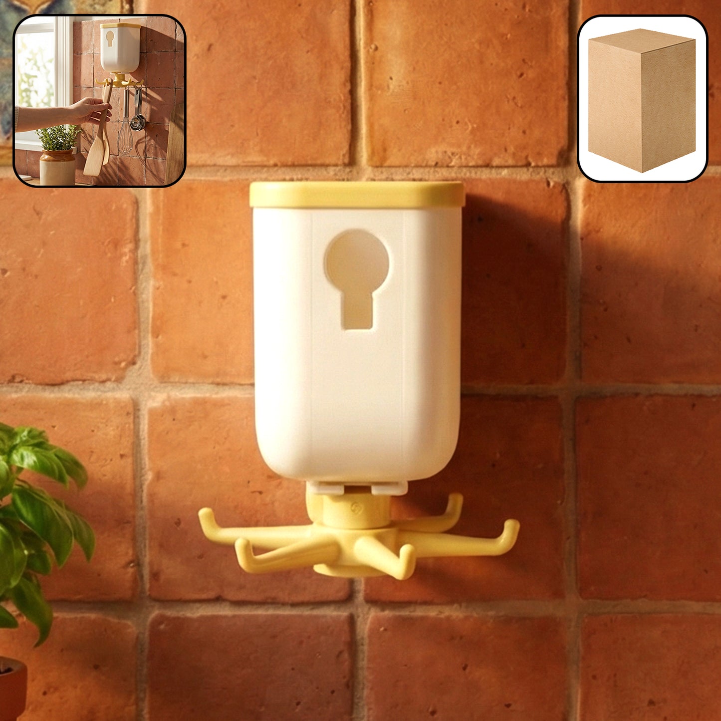 360° rotating heavy duty sticky wall hook mounted on wall