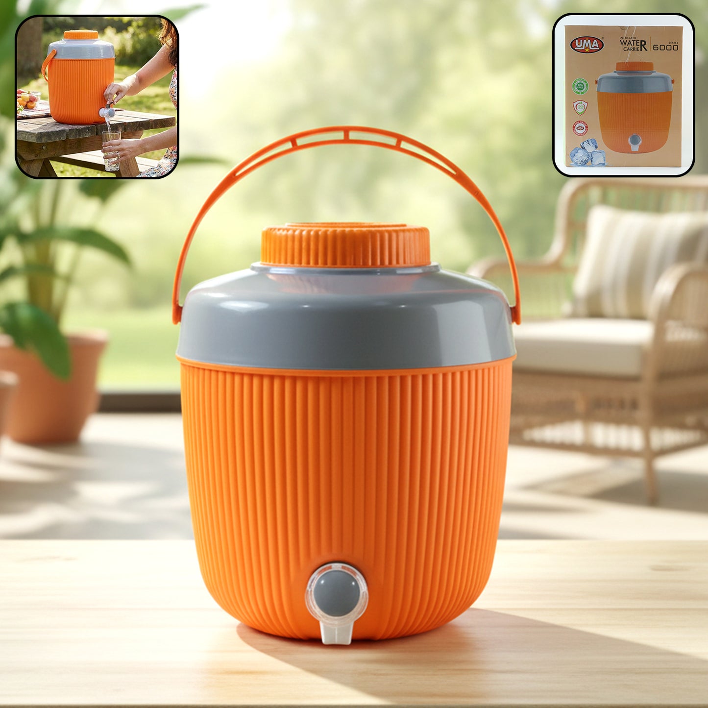 Insulated Plastic Water Jug with Tap for Home & Travel (6000 ML)