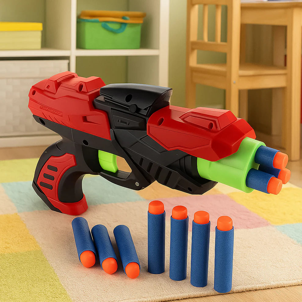 Kids Indoor Game Combo – Foam Dart Blaster, Mini Basketball Game & Counting Frame Set