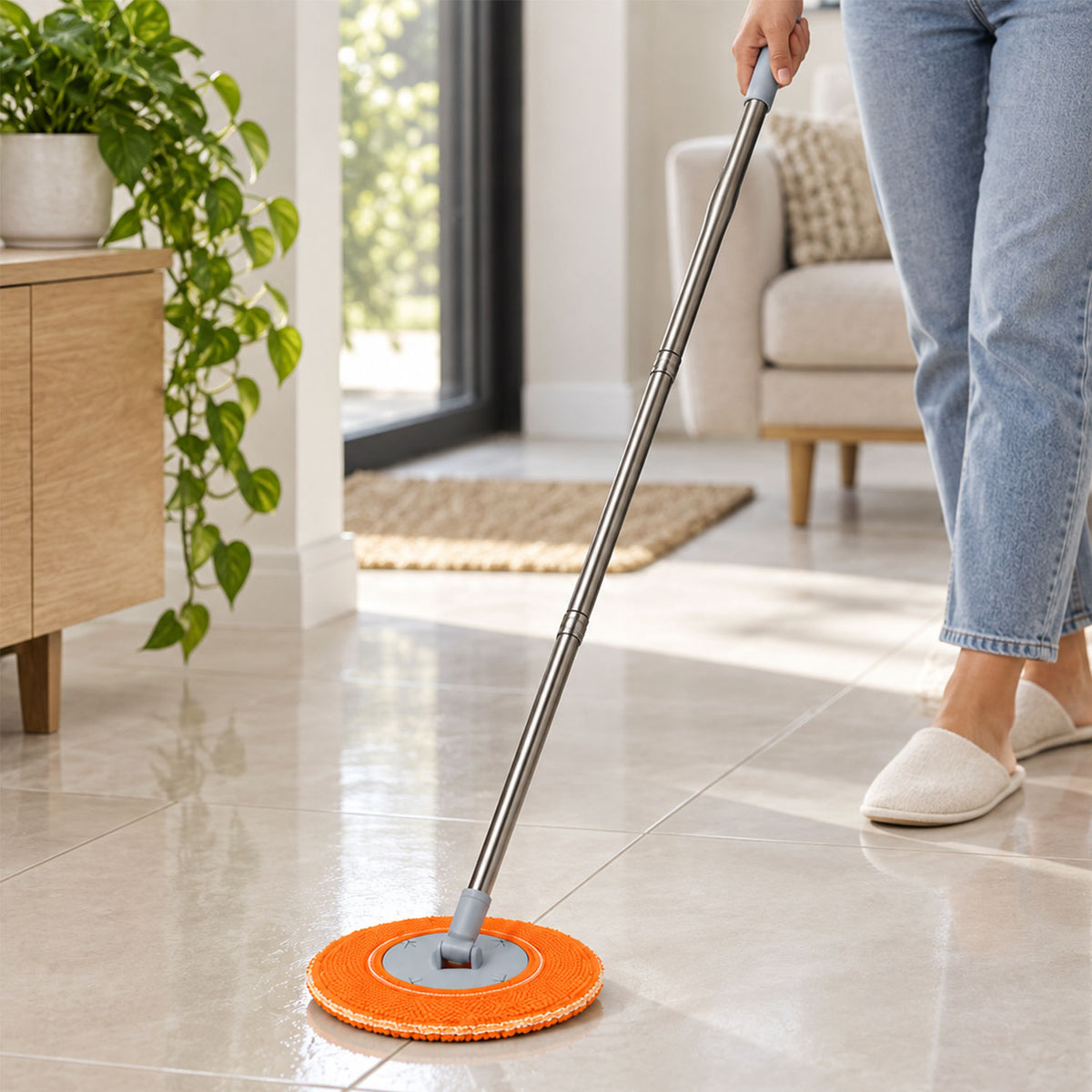 Spin Mop with Microfiber Head – Easy & Efficient Floor Cleaning