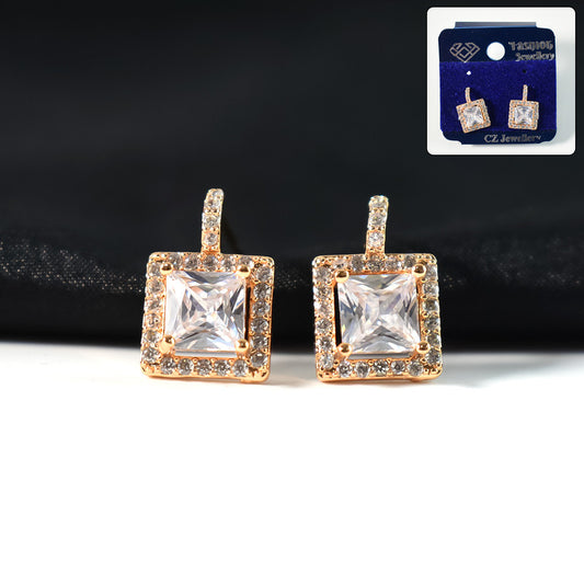 Stylish Square Cut CZ Stone Drop Earrings for Women