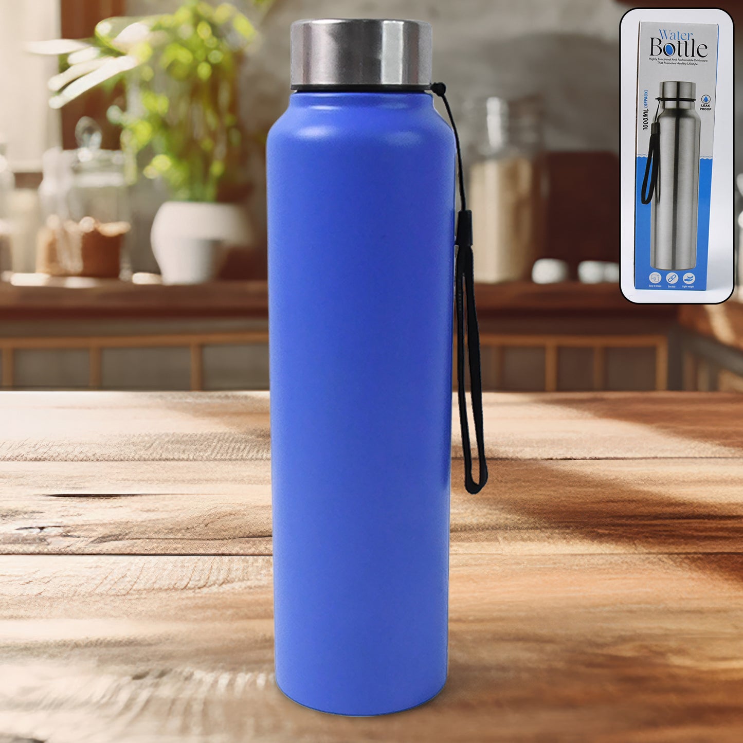 Stainless Steel Water Bottle 1000 ML with Leak-Proof Cap