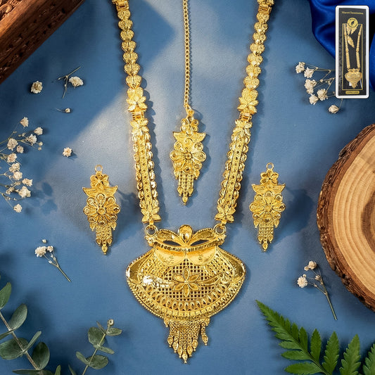 Royal Heritage Gold-Plated Bridal Necklace Set for Weddings