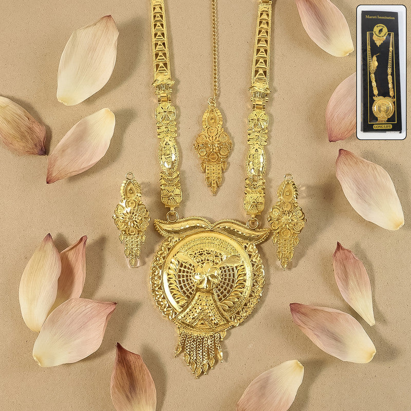 Premium Traditional Gold-Tone Necklace Set for Weddings & Festive Occasions