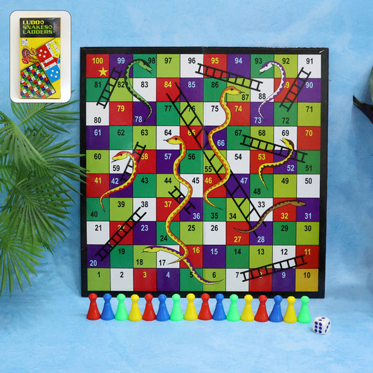 Classic Snakes & Ladders Board Game with Dice and Pawns