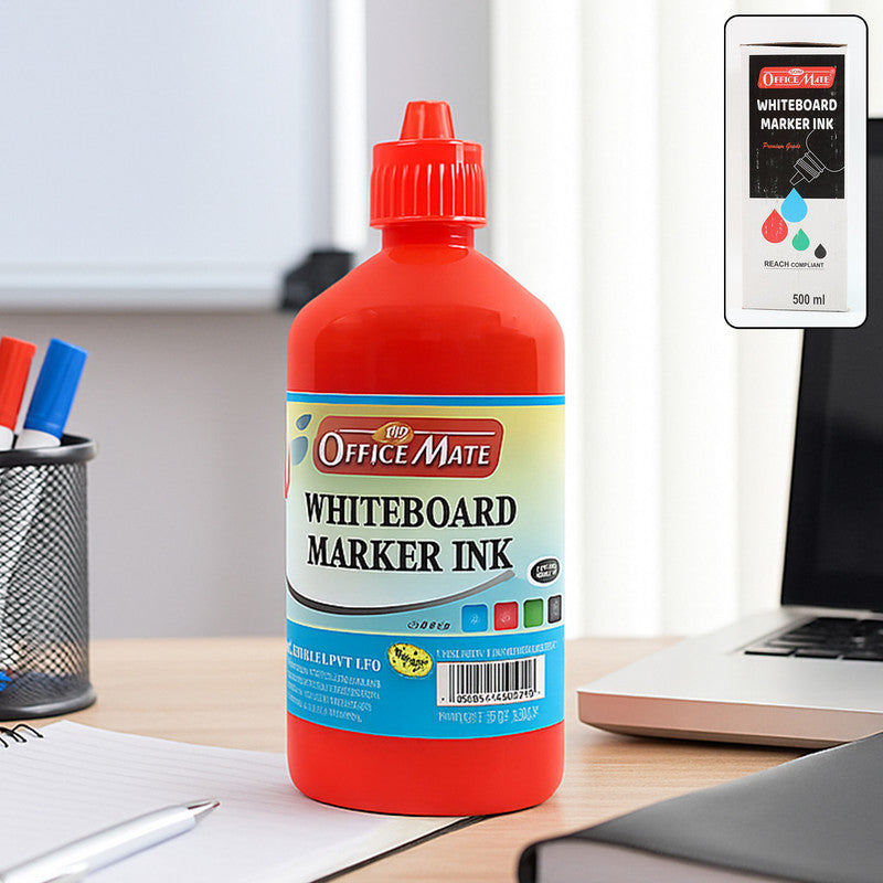 Office Mate Whiteboard Marker Ink Refill – Red Colour (500 ml)