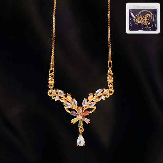 Graceful Gold-Plated Leaf Design Pendant Necklace for Women
