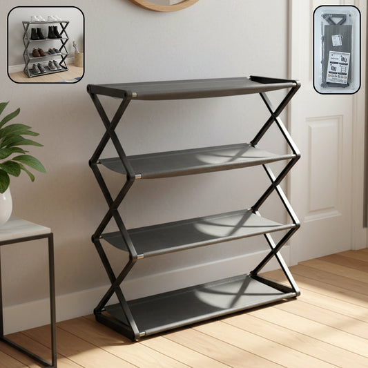 Foldable 4 layer shoe rack for efficient storage