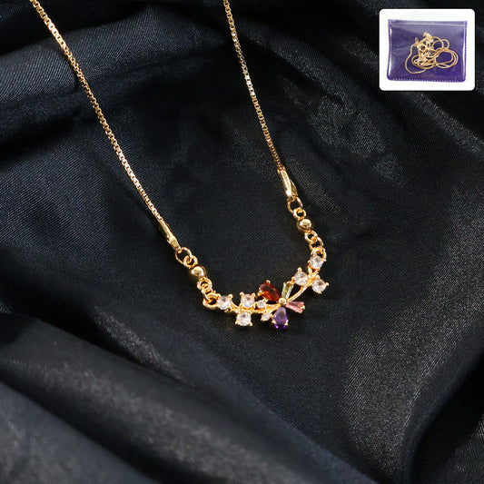 Floral Multicolor Crystal Pendant Necklace for Women