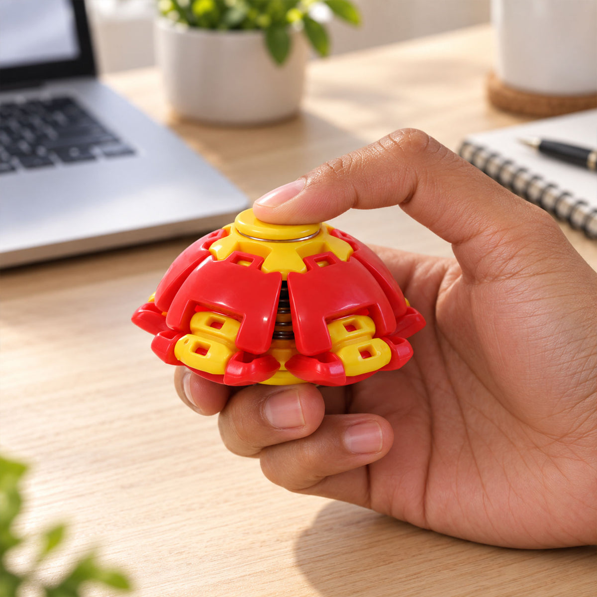Transforming Spinner Flat Ball Toy with 360 Degree Spin for Kids and Desk Play
