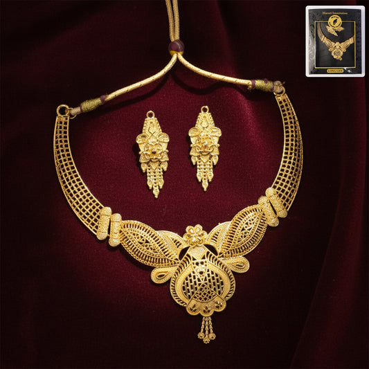 Elegant Meshwork Choker Necklace Set – Premium Handcrafted Design for Festive & Bridal Looks