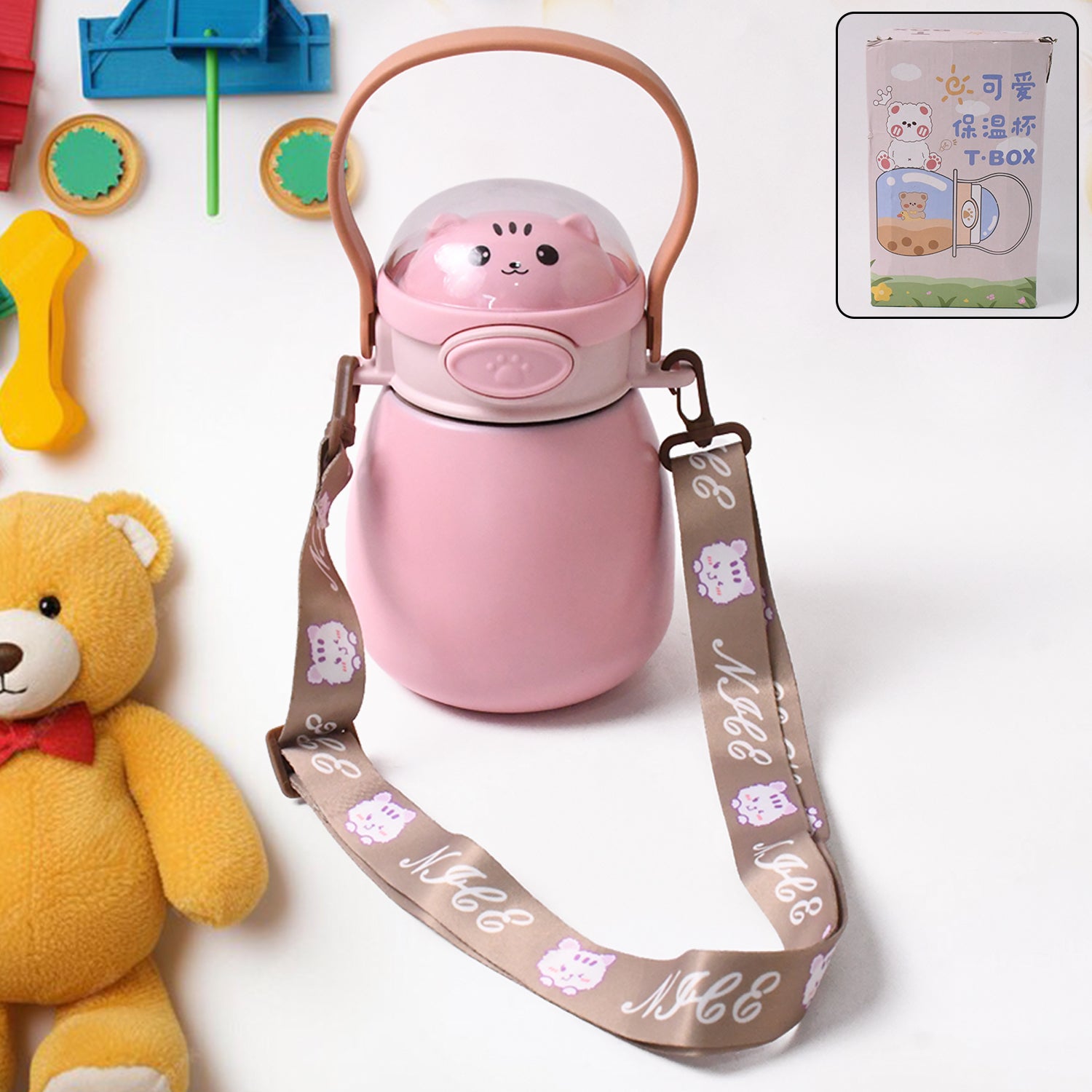 स्टेनलेस स्टील मग / बोतल वैक्यूम इंसुलेटेड कप हैंडल और स्ट्रैप के साथ (700 एमएल)