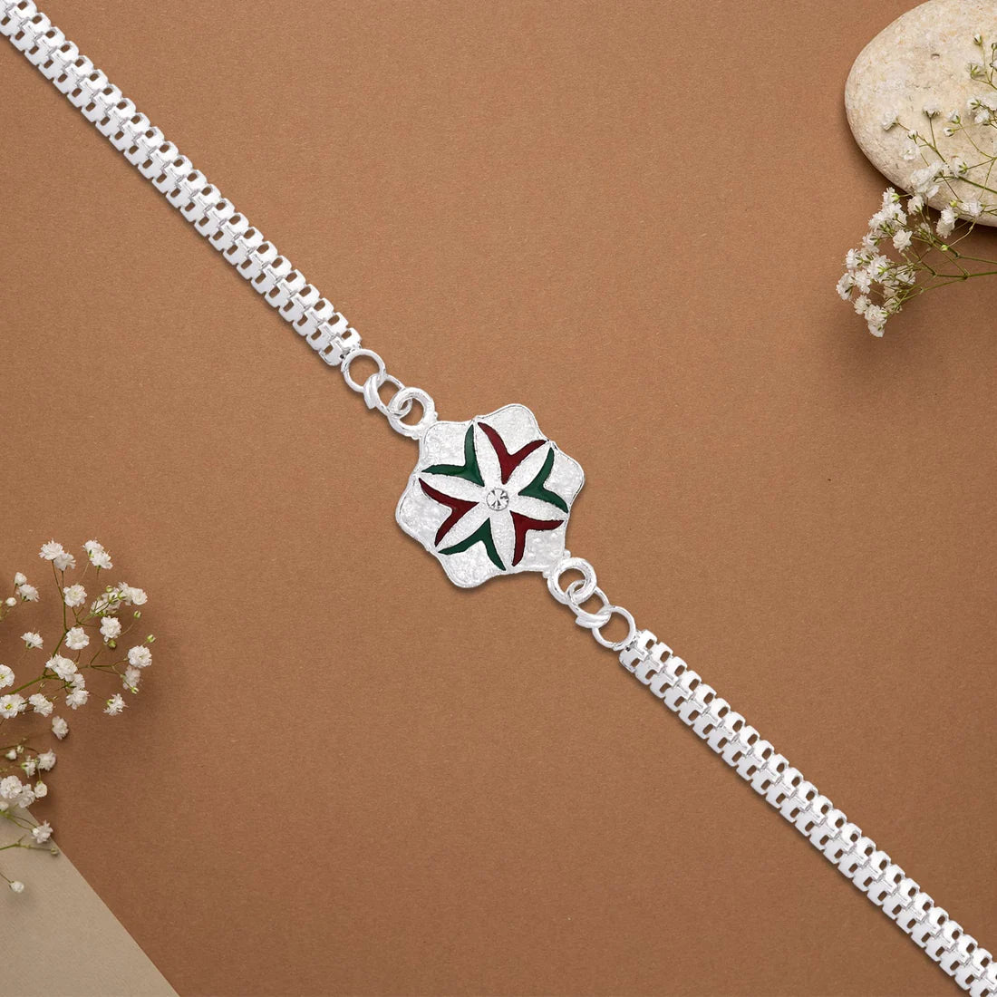 Silver Chain Rakhi presented as a thoughtful Raksha Bandhan gift