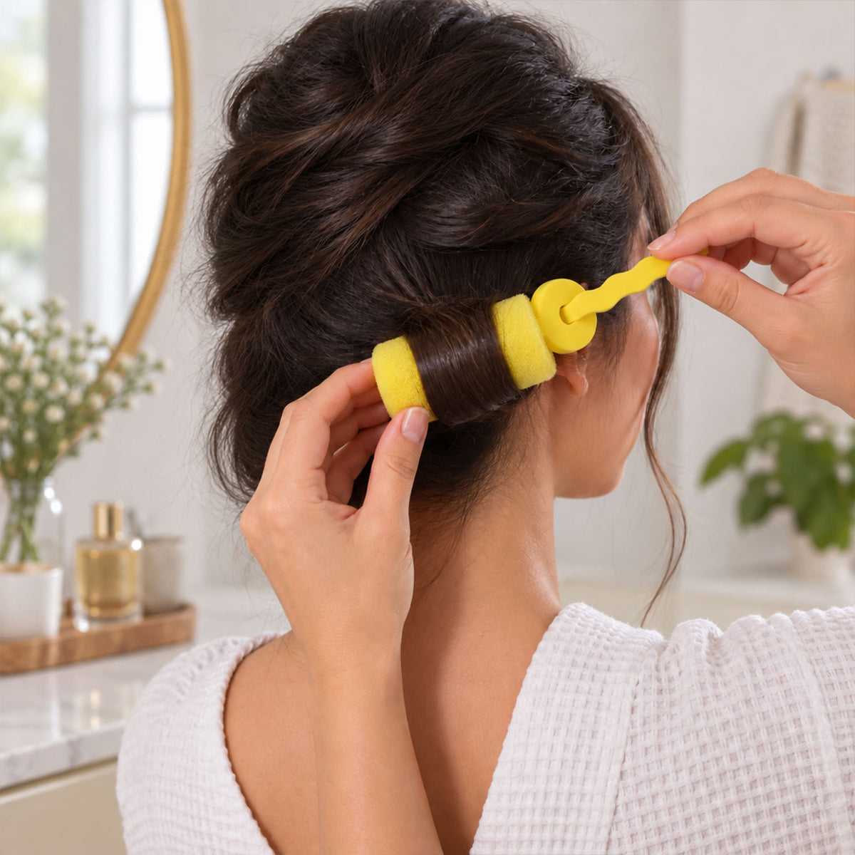 Soft Foam Hair Curling Roller with Locking Strap for Heatless Hairstyling (1 Pc)