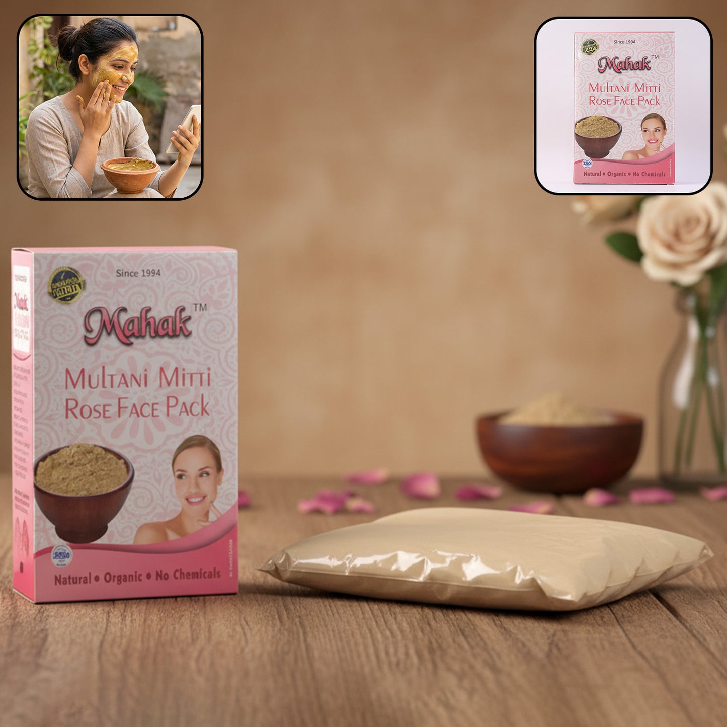 Herbal Multani Mitti & Rose Based Face Pack – 80 gm