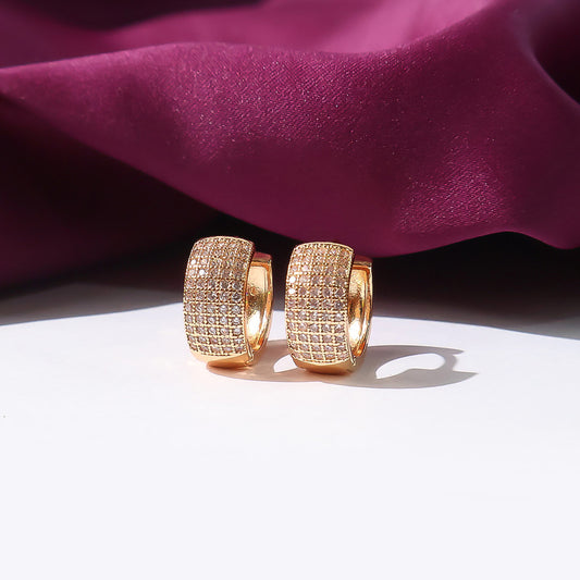 Classic Gold-Plated CZ Hoop Earrings for Women