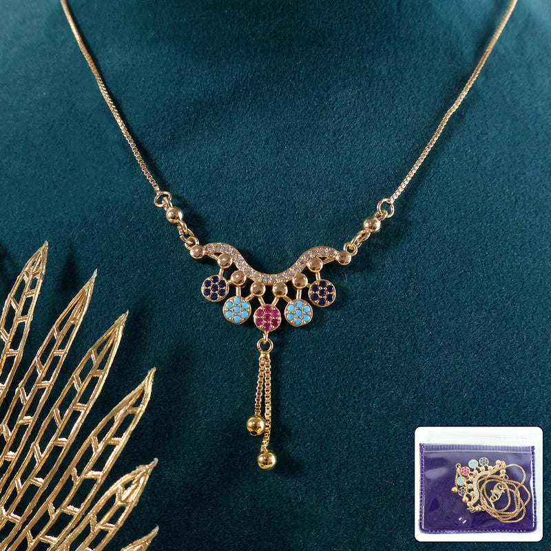 Gold-Plated Multicolor Pendant Necklace for Women