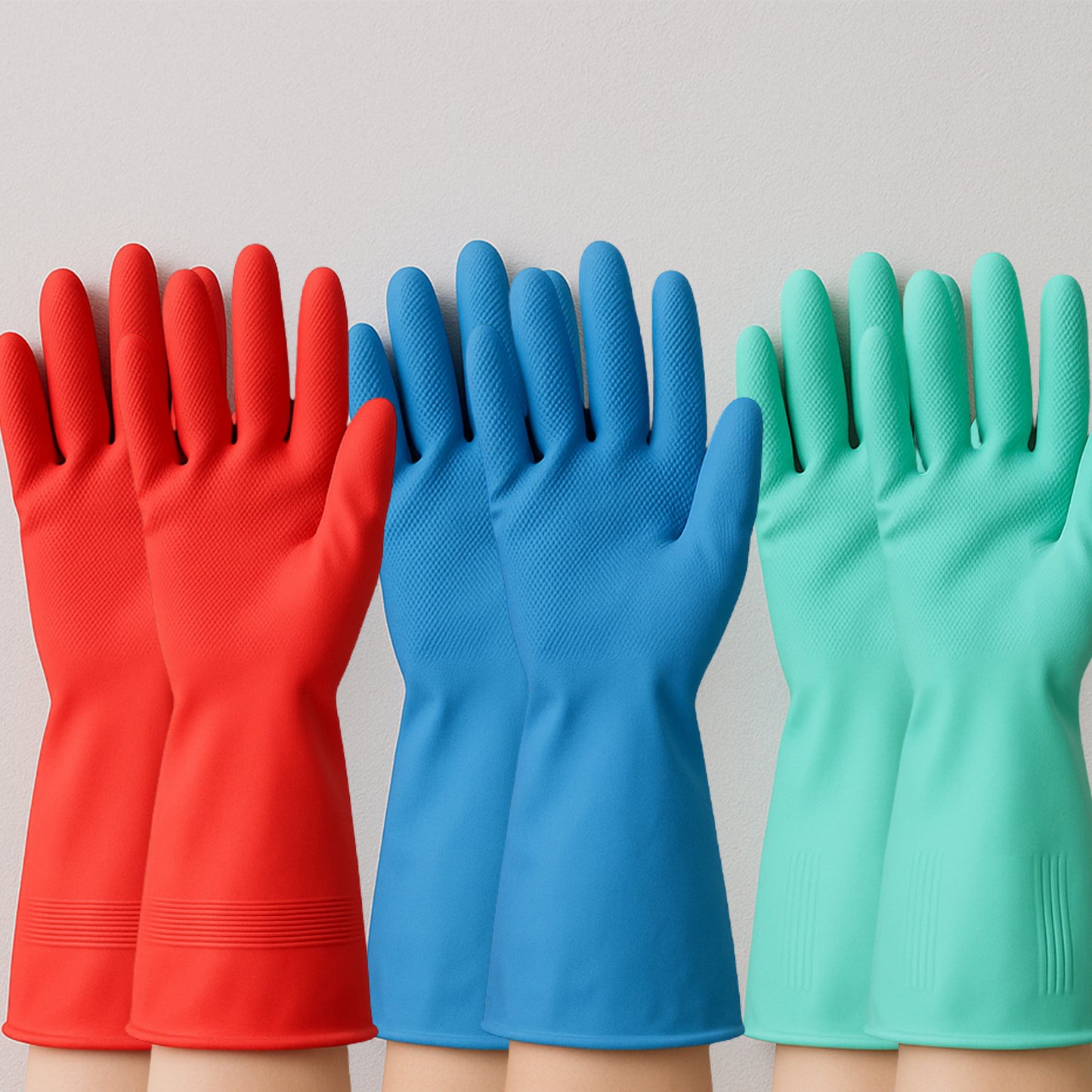 Long Cuff Multipurpose Rubber Cleaning Gloves (1 Pair, Mix Color)